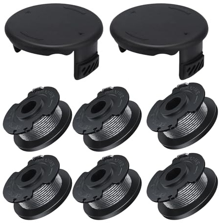 Eyoloty Fadenspule,Bosch Trimmer Ersatzspulen Set, 6 Spulen und 2 Kappen, 4 m Ø 1,6 mm,Kompatibel mit ART 23-28 SL, ART 26 SL, ART 2300