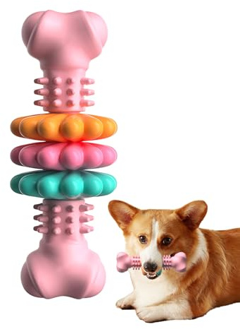Hundespielzeug Unzerstörbar,Pinkes Zahnpflege-Spielzeug Für Hunde,Interaktives Kauspielzeug Zur Beruhigung Bei Trennungsangst,Robustes Spielzeug Für Aktive Hunde,1 Stück In Zartrosa,Puppy Teething Toy