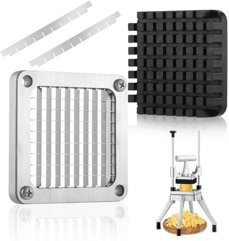 Chopper Replacement 3/8 Inches Blade, Stainless Steel Cutter and Pusher Block for Commercial Vegetable Chopper, Metal Dicer for Potato Carrot Onion Cucumber Fruit Cutting Machine