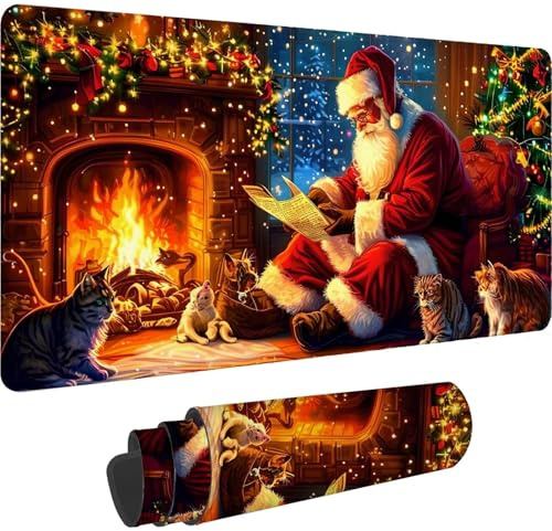 Gaming Mouse Pad 23.6x11.8 inch XXL Mouse Mat Christmas Non-slip Desk Mat,Mousepad with Stitched Edges,Waterproof Mousemat,Large Extended Mousepad for PC,Gaming,Home,Office(600x300 mm Landscape)-j12i