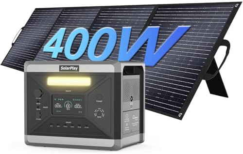 SolarPlay Estación de energía portátil Q2501,generador solar 2160 Wh Batería LiFeP04 con(4800 W pico)230 V,UPS, 1,5 h de carga completa,Apto para caravanas de camping. (Q2501+200W*2)