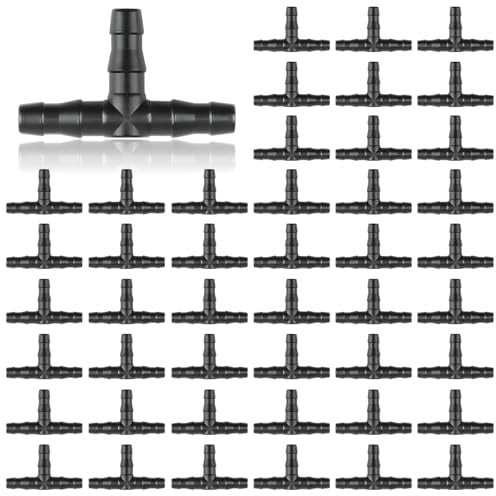 TOROKOM 200 raccordi a T spinati da 1/4 per irrigazione a goccia, per vasi da fiori, orti, prati, sistemi di irrigazione a goccia (tubo a T da 4/7 mm)