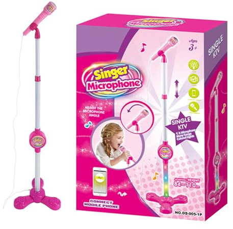 Microphone sur Pied pour Enfant,Microphone Jouet Coloré avec Support,Micro-Phone Musical avec Fonction Connectable,Stand Kids Toy