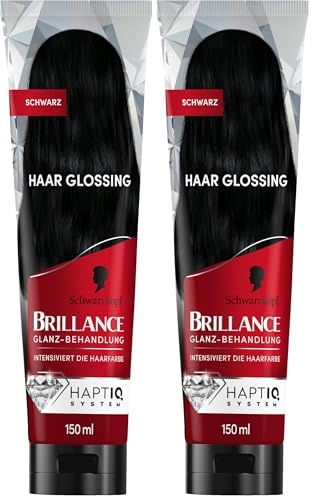 Brillance Glanz-Behandlung, Haar Glossing Schwarz (150 ml), temporäre Haarfarbe, die wie eine Haarmaske angewendet werden kann, intensiviert die Haarfarbe für bis zu 6 Haarwäschen (Packung mit 2)