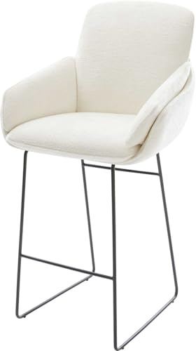 DELIFE Barstuhl Luan-Flex Kufengestell Metall Schwarz Bouclé Soft Beige