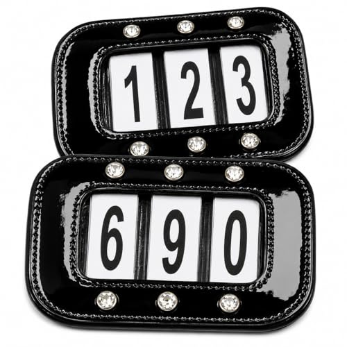 Tysons Breeches Kopfnummern Kopfnummer Leder Strass Glitzer Turnier Nummern Braun Schwarz + Lack (Lackleder Schwarz)