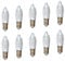 AUSWAHL 8V - 55V - netSells - 10er Set - 23V 3W Topkerze Riffelkerze Spitzschaftkerze - für Schwibbogen u. Lichterketten - für INNEN - für 10 Brennstellen - klar