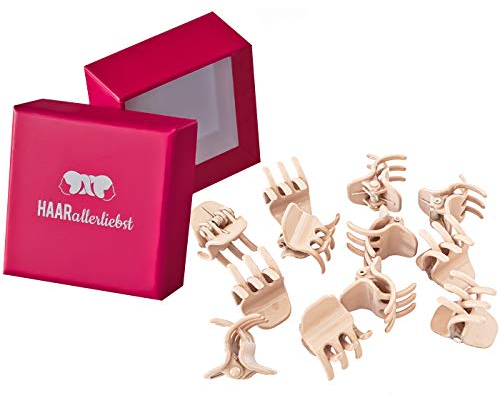 HAARallerliebst Haarklammer Klein Set 12 Stück – Haarspange Klein für Damen – Haarspangen Damen Beige – Kleine Haarklammern – Haarklemmen Damen – Mini Haarklammern