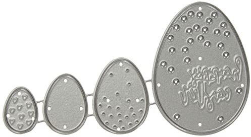 Rayher Stanzschablonen-Set Ostereier, 4 Schablonen, 1,1 - 4,5 cm, für Papiergestaltung, Kartengestaltung, Scrapbooking und vieles mehr, Prägeschablone, Stahl, 50156000, Farblos