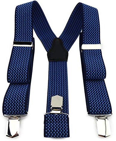 TigerTie Unisex Hosenträger in Y-Form mit 3 extra starken Clips - Farbe in blau dunkelblau gemustert - hochwertige Verarbeitung - Breite 35 mm