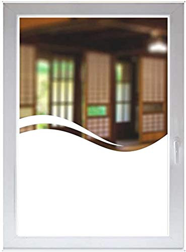 INDIGOS UG Decorative Film - White - Sea Privacy Film - Ocean Glass Decorative Film - White - Wave Satin Opaque - 600 mm Wide - 1000 mm High - Decorative Sun Protection Film