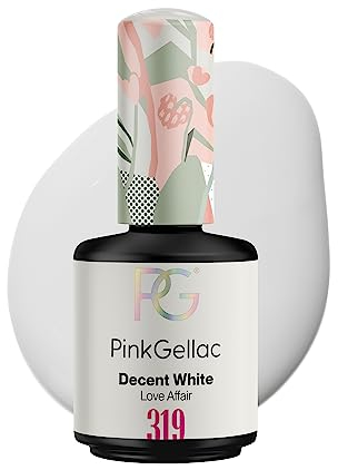 Pink Gellac UV Gel Nagellack - 319 Decent White 15 ml - Lang Anhaltend Shellac Nagellack Weiß - Gel UV für 14 Tage Nägel in Salonqualität - Made in Holland