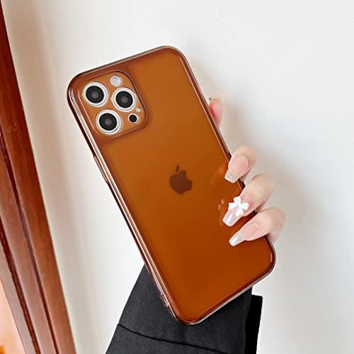 ZTOFERA Case for iPhone 12 Pro Max 6.7 inch,Clear Soft Silicone Bumper Protective Retro Color Transparent Shockproof Phone Case - Brown