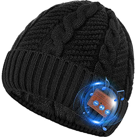 Vegawumen Bluetooth Mütze mit Kopfhörern Bluetooth Beanie Männer Teenager Junge, mit Kopfhörer & Lautsprechern Weihnachten Geschenk für Herren Papa Frauen