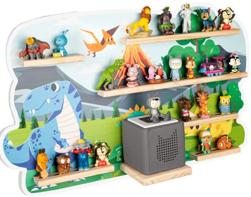 bunnyboo Toniebox Regal - für bis zu 45 Tonies - Testsieger 2024 - Magnetisches Regal für Toniebox und Figuren - geprüfte Qualität - Für Jungen und Mädchen (Dino)