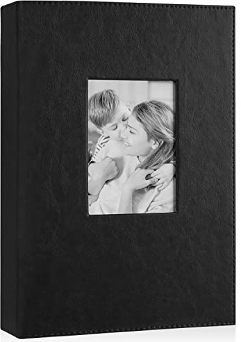 Benjia Fotoalbum mit 300 Fächern, 15 x 10 cm, extra groß, Ledereinband, Einsteckalbum, Hochzeitsfotoalben, für 300 Fotos à 10 x 15 cm, Schwarz