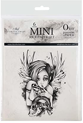 ITD Collection - Mini Papier de Riz Set de Création (6 Feuilles), Découpage de Papiers de Riz pour Le Scrapbooking et Le Bricolage, Multicolore 14,8 x 14,8 cm (RSM046)- HS code 48021000