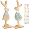 SHOWHEEL Osterdeko Osterhase Deko,2er Set,Deko Aufsteller für Ostern,Osterhasen Deko Holz,Ostern Dekoration,Osterhasen Figuren,Osterhase Holz,Deko-Hase Osterhase aus Holz,Holz Figur Osterhase Deko