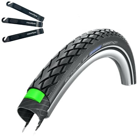 1 x Schwalbe Marathon Eco G-Guard Fahrradreifen Schwarz mit Reflex 40-635 (28 x 1 1/2) inkl. maxxi4you Reifenheber