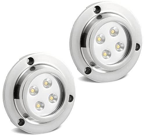 CHNXU 2er set Unterwasserbeleuchtung Wasserdichte IP68 Pool Licht Runde 400LM 10W LED Teichbeleuchtung Unterwasserstrahler für Boote Aquarium Brunnen oder Teich mit 12V Netzteil, Warmes Weiß