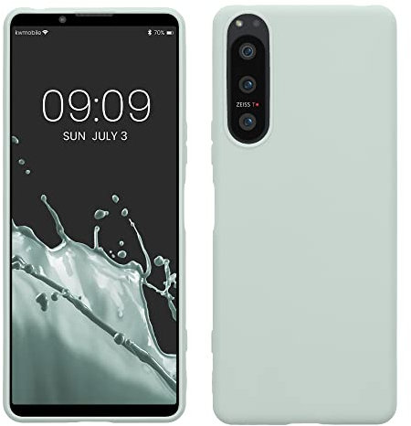kwmobile Hülle kompatibel mit Sony Xperia 5 IV Hülle - weiches TPU Silikon Case - Cover geeignet für kabelloses Laden - Cool Mint