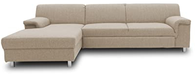 DOMO. collection Ecksofa Junin, Sofa in L-Form mit Schlaffunktion, moderne Couch, Polsterecke, Eckcouch, 251 x 150 cm, beige