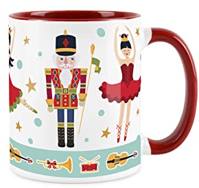 Purely Home Nutcracker Mug - White & Red Christmas Festive Coffee/Tea Gift 11oz