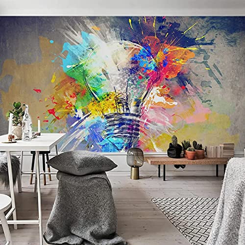 Papier Peint Photo Autocollant 3D Éléphant Animal De Couleur Mur Photo Décoration Murale Papier Peint Art Autocollants Affiches Géantes Photo Pour Chambres Salon Bureau Salle À Manger 200(L)x150(H)cm