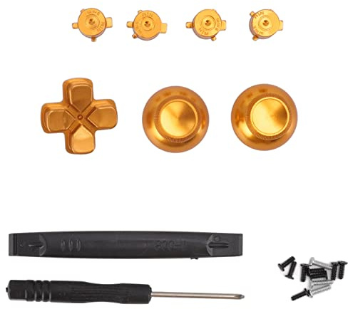 TOTITOM Tasten-Ersatzkit Dpad-Tasten aus Aluminiumlegierung für PS5-Controller-Zubehör D-Pad-Ersatzkits Schraubendreher-Reparatursätze (Gold)