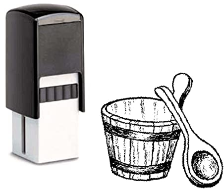 Bonuskartenstempel mit Motiv Sauna Aufguß - saunieren Saunagang Stempel inkl. Stempelkissen für Bonuskarte Rabattkarte Kundenkarte 10 x 10 mm