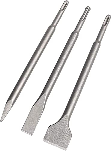 OITTo 3 Pcs Air Hammer Chisel Bit Set, Electric Demolition Hammer Concrete Breaker Tile Brick Point Flat Dilated Flat Chisel