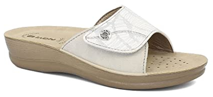 Inblu Ciabatte Donna da Casa con Fascia Regolabile a Strappo, Bianco, 38 EU