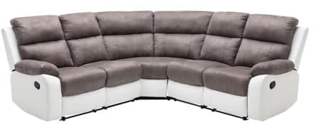 Vente-unique Ecksofa Relax grau und wei· aus Mikrofaser und Kunstleder TOLZANO