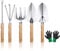OFFCUP Gardening Tools Set, 6pcs Garden Tools, Gardening Hand Tool with Ergonomic Handles Including Broad Spade, Pointed Spade, Root Picker, Rake, Three-fingered Fork and a Pair of Gloves
