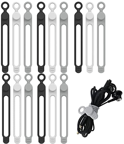 SURALIN 15 Stück Silikon Kabelbinder, Kabelorganisator, Wiederverschließbar, Gummi