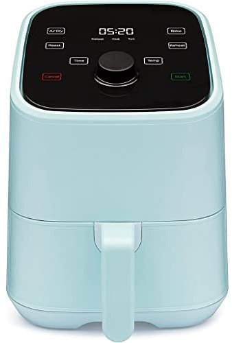 4-in-1, 2-quart Mini Air Fryer Oven Combo with Customizable Smart Cooking Programs, Nonstick and Dishwasher-Safe Basket, Includes Free App with over 1900 Recipes, Aqua
