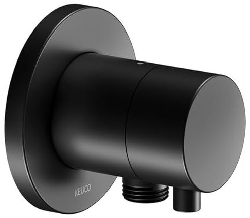 KEUCO IXMO Absperrventil UP für 1 Verbraucher mit Schlauchanschluss mit Comfort Griff, Rosette rund, 59541371101, Farbe: Schwarz Matt