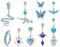 Kakonia 9 Stück Bauchnabelpiercing für Damen,14G Edelshtahl Bauchnabel Piercing Schmuck,Dangling Blau CZ Gebogene Nabel Ringe Barbell Body Piercing Schmuck