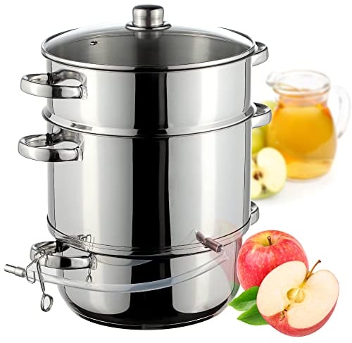 KADAX Centrifugeuse à vapeur en acier inoxydable 8 L avec couvercle en verre, passe au lave-vaisselle, universelle pour tous feux dont induction