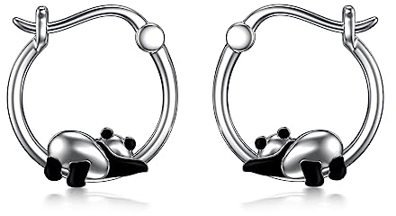 Panda Ohrringe 925 Sterling Silber Panda Creolen Ohrringe Schmuck Geschenke für Damen Tochter