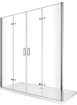Porte de douche pliante avec ouverture à quatre porte H 190-178-181,5 cm