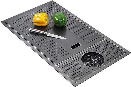 CATANK Fregaderos de Cocina para el hogar Fregadero de Cocina Oculto Moderno Negro Fregadero de un Solo tazón Bajo encimera Fregadero Comercial Fregadero de Barra con Grifo Oculto Juego d