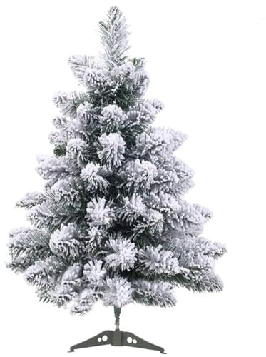 60cm gefrosteter Weihnachtsbaum, PVC künstlicher weißer beflockter Weihnachtsbaum mit Metallständer 60 klappbare Zweige fallender Schnee Weihnachtsbaum Indoor Outdoor Decor