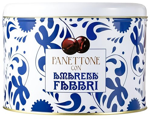Food-United PANETTONE Geschenk-Dose 6x500g | Weihnachtskuchen mit halb-kandierten Amarena-Kirschen | FABBRI 1905 | panettone con amarene in latta | Christkuchen Christstollen Alternative (6)