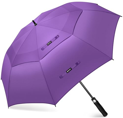 KEYHOT Golf-Regenschirm, 51/56/62/68 Zoll, automatisch öffnend | Doppelte Dachluft, winddicht, Glasfaserverstärkter Schaft, groß, wasserfest, Golf-Brolly für Männer und Frauen bei Regen