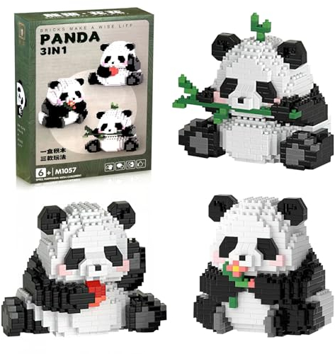 Hpbaggy 3 In1 Panda Bausteine Set,Niedlich Panda Bricks,Tier Building Block Set,Klemmbausteine Tiere Set,Mini Tiere Bausteine Set,Geschenke für Erwachsene, Kinder, für Kinder ab 9+ Jahren