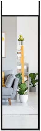 LIFEZEAL Miroir Mural Long, Miroir Suspendu Porte avec Crochet Réglable en Hauteur, Miroir Rectangulaire, 107,4 x 36,5 cm, pour Salon,Chambre à Coucher, Salle de Bain, Moderne (Noir)