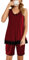 Rayson Ensemble Pyjama Femme D'été Top sans Manches et Short Col Rond Loungewear 2 Pièces Vêtement D'Intérieur(Bordeaux,M)