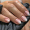 DMQ Press On Nails, 24Pcs Nude Pink Gradient Fake Nails - Almond False Nails with Glue - Elegant Gradient French Nail Tips, Full Cover Stick on Nail for Women Girls Nails Art(Milky)