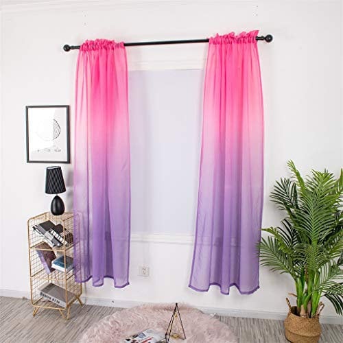 JAXICH Net Curtains for Windows Hot Pink Sheer Curtain Panel Thick Curtains Privacy Protected Gradient Curtain Tulle Drape Panel Door Home Decor for Bedroom Living Room Patio Door 100Wx200H(cm)